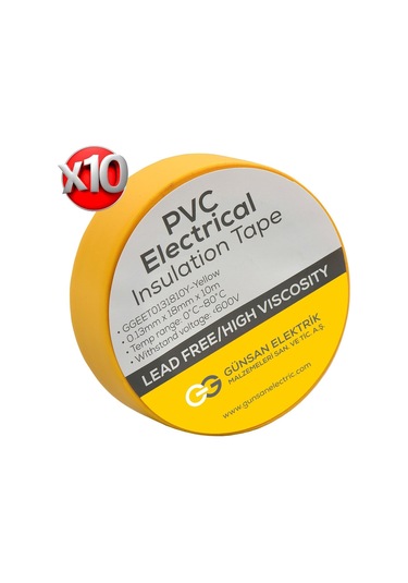 Günsan Sarı Elektrik İzolasyon Bandı 10 Adet