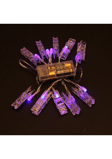 Ximistore9 Mor 10 Led Fotoğraf Klipsli Işık Zinciri - Ev İçi Bayram Dekorasyonu, Noel Ağacı Işıları, Enerji Tasarruflu, Kolay Kurulum