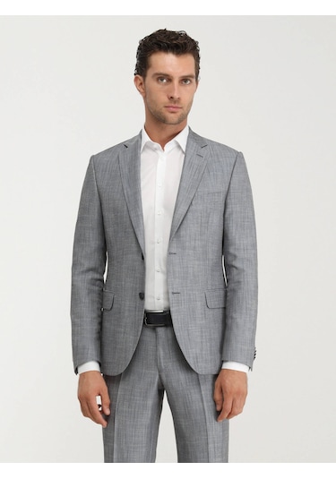 Kip Mavi Desenli Modern Fit Takım Elbise Çok Renkli