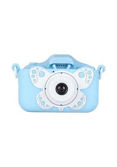 Springsun Çocuklar İçin Eğitici Mini Dijital Kamera - Yüksek Çözünürlüklü Çift Kameralı, Fotoğraf/video/ Oyun Özellikli, Kelebek Mavisi X5s