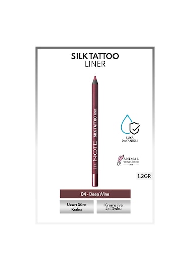 Note Cosmetics Silk Tattoo Liner Suya Dayanıklı İpeksi Jel Göz Kalemi - 04 Deep Wine - Bordo (Mat)