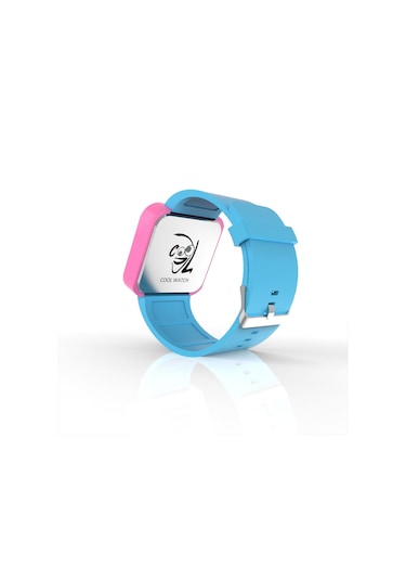Cool Watch Saat - Pembe Led Kasa - Turkuaz Kayış Unisex