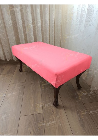 Ayak Ucu Kapı Önü Antre Düz Bench Puf Orta Sehpa Ceviz Ayak 120 45 Pembe