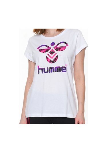 Hummel Triana Kadın Beyaz Baskılı Bisiklet Yaka Tişört