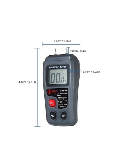 Besthome1 Taşınabilir Rutubet Ölçer - 4 Modlu Ahşap Su Kaçağı Dedektörü, Lcd Ekranlı