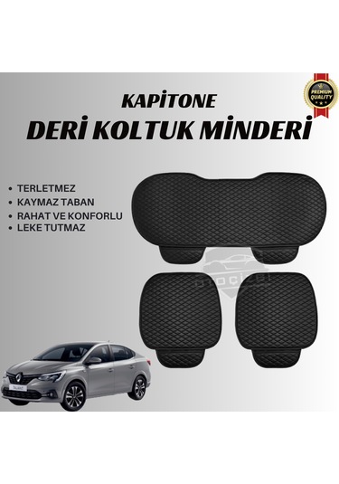 Renault Taliant Uyumlu Deri Kapitone Koltuk Minderi Koruma Kılıfı 3 Lü Set