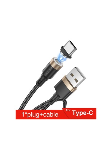 Uslıon 5a Hızlı Şarj Manyetik Kablo Tip-c/micro Usb Led Iphone Uyumlu 14 Xr Samsunggrey1m