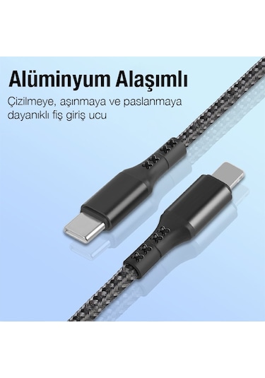 Ally 36440 27 W 1 M Type-c To Lightning Hızlı Data Ve Şarj Kablosu Siyah