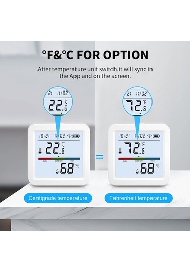 Createtech Wifi Uygulaması Ty Termometre Termometre Higrometre Beyaz Akıllı İi