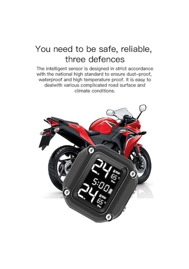 Sandwich Kablosuz Lastik Basıncı İzleme Sistemi 2 Harici Sensörlü Motosiklet İçin Usb Şarj Tpms Dijital Lcd Ekran İki Tekerlek