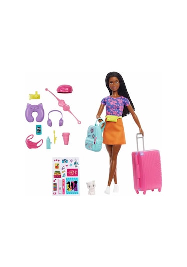 Barbie Brooklyn Seyahatte Bebeği ve Aksesuarları HGX55