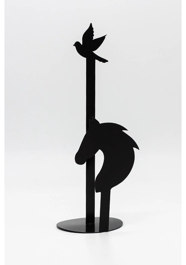 Metal Kağıt Havluluk Siyah Dik Havlu Peçetelik Standart Ve Büyük Boy Rulo Uyumlu At Ve Kuş Desenli Siyah