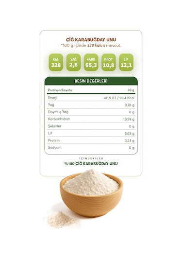Glutensiz Fabrika Çiğ Karabuğday Unu 1 KG