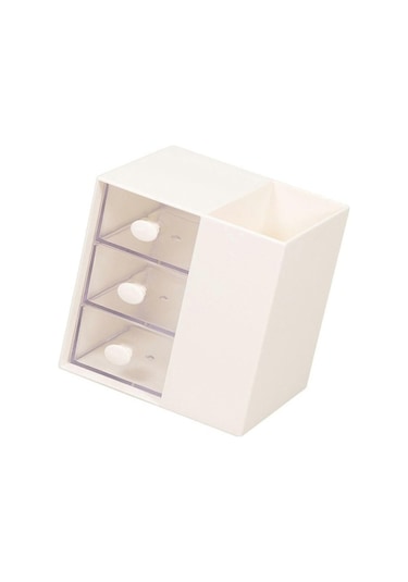 Fortunelane 3 Çekmeceli Şık Yenilikçi Çok Bölmeli Masaüstü Saklama Kutusu, Ev Okul Ofis İçin