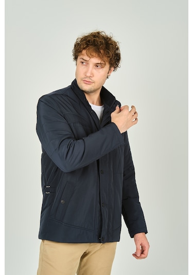 Lucas Erkek Fermuar Ve Çıtçıt Kapamalı Hakim Yaka Kaban 4785 Lacivert Lacivert