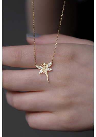 Papatya Silver 925 Ayar Altın Kaplama Melek Gümüş Kolye