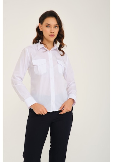 Kadın Uzunkollu Beyaz Gömlek Beyaz