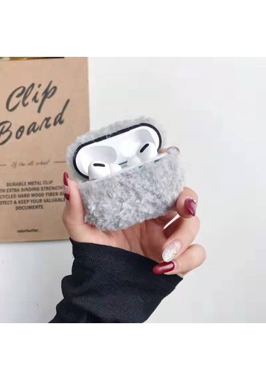 Airpods Uyumlu Pro Peluş Bluetooth Kulaklık Koruyucu Kılıf İçin Gri