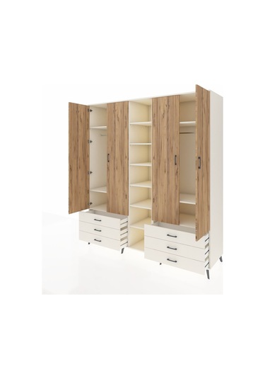 Kronos Dolap 13 Raflı 6 Çekmeceli 2 Askılı 220x59x243 Aytaşı-çam/aytaşı Atlas Çam/aytası