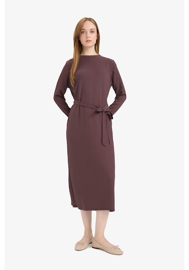 Defacto Regular Fit Bisiklet Yaka Bağlamalı Uzun Kollu Maxi Elbise D9063ax25spbn277 Kahve Defacto Regular Fit Bisiklet Yaka Bağlamalı Uzun Kollu Maxi Elbise D9063ax25spbn277 Kahve