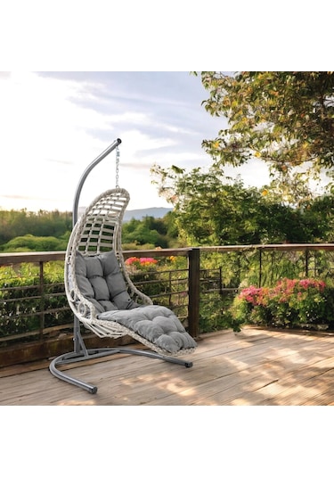 Capri Swing Bodrum Tekli Rattan Bahçe Salıncağı Balkon Salıncağı Cappuccino