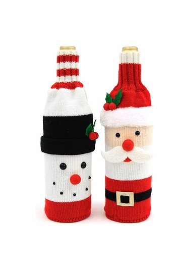 Happychildhood Noel Örme Şarap Şişesi Çantası Noel Süsleri