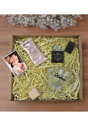 Bk Gift Kişiye Özel İsimli Dtf Cam Kahve Fincanı & Türk Kahvesi & Ahşap Fotoğraf Tutucu & Çakmak Hediye Seti-6, Sevgiliye Hediye, Arkadaşa Hediye, Doğ