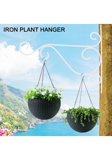 Springsun Beyaz Demir Duvar Asma Bitki Susturucusu - 25x21 Cm, Dayanıklı, Anti-korozif, Bahçe/ Balkon Dekorasyonu