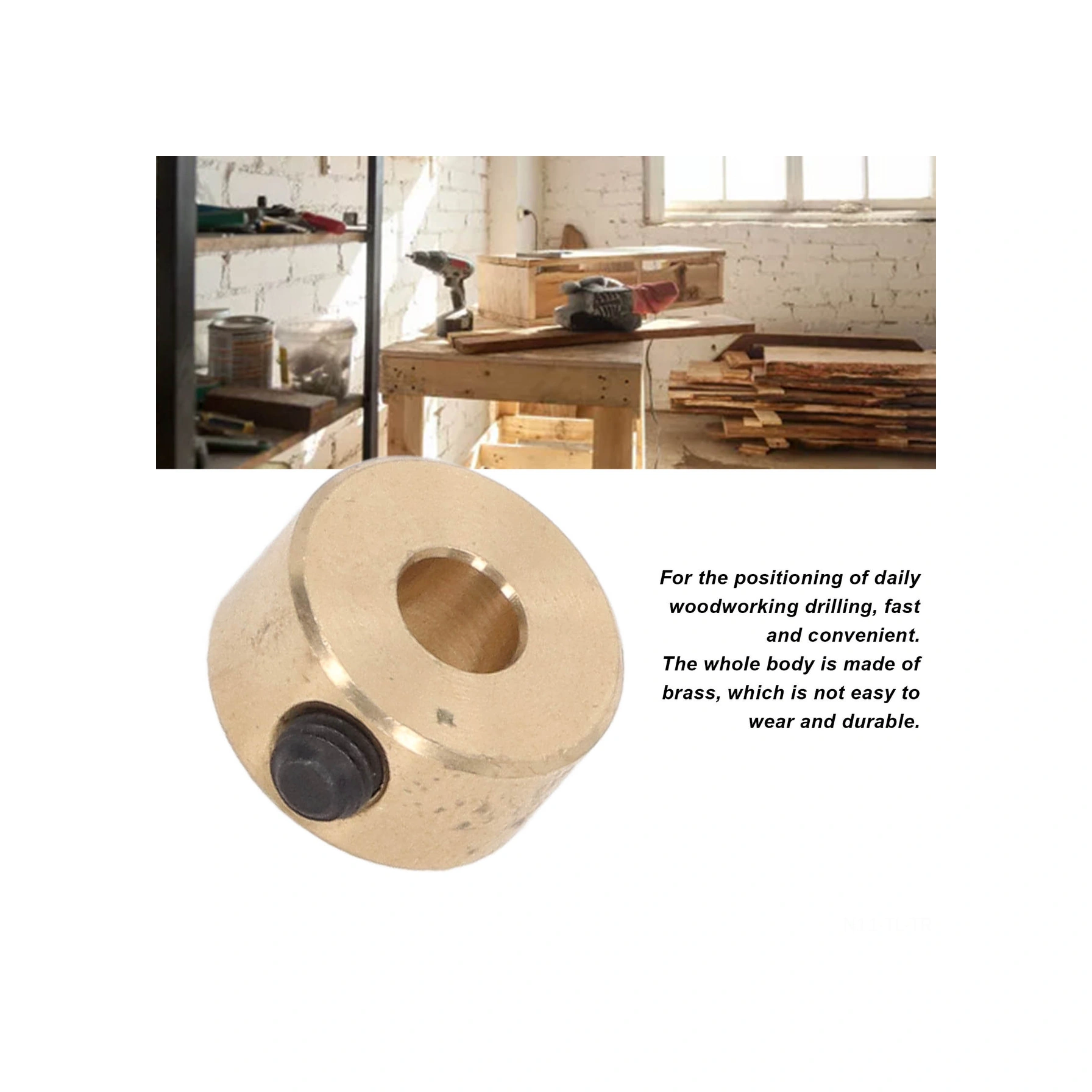 Hombey Bronz Materyal Delik Derinliği Konumlandırıcı, Ahşap İşçiliği İçin Hassas Delme, 6mm/0.24 İnç, Halka Tipi Dikişli Sabitleme