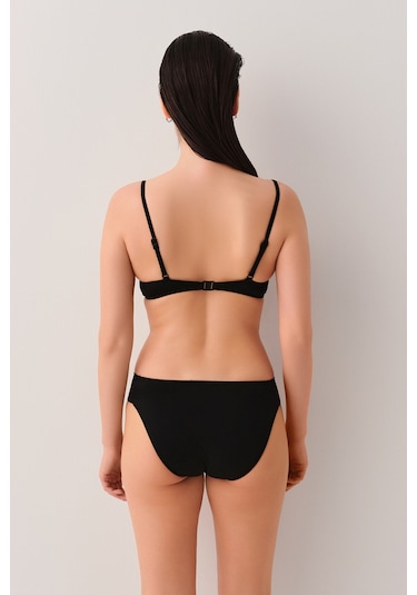 Suwen Yanı Pileli Bikini Alt Sbn25560012 Siyah