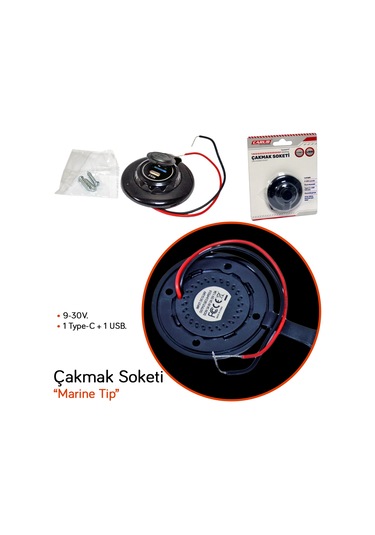 Carub Çakmak Soketi 9-30v Marine Tip 1 Type-c + 1 Usb Br1700818