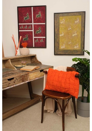 Peraluna Foam Pıllow Şifon Şerit Triko Yastık Kılıfı 60x40 Cm Turuncu - Turuncu