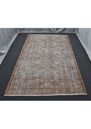 Zehra Abla Halı Vintage El Dokuma Eskitme Lüks Çiçekli Yün Salon Halısı 5268 Renkli