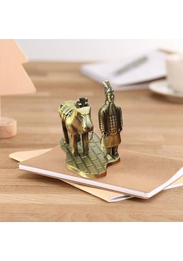 Homyl Antik Çin Qin Heykeli Alaşımlı Ev Modeli Terakota Genel 6,3 Cm X 6 Cm X 3,5 Cm