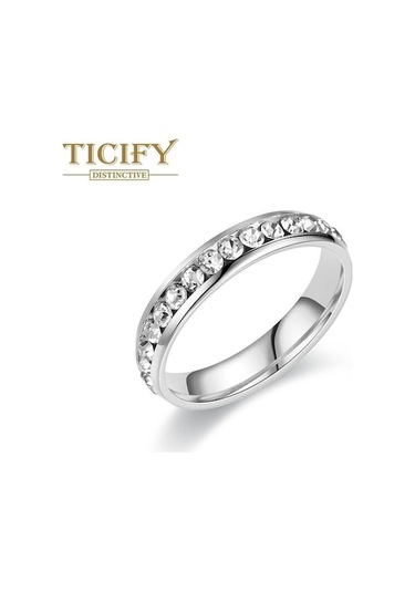 Novahub Gümüş Tam Tianxing Nehri Titanyum Yüzük Kadın Zirkon Çift Niş Yüzük Gümüş - 10 Gümüş