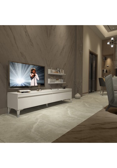 Decoraktiv Eko 4 Mdf Std Silver Tv Ünitesi Tv Sehpası Beyaz