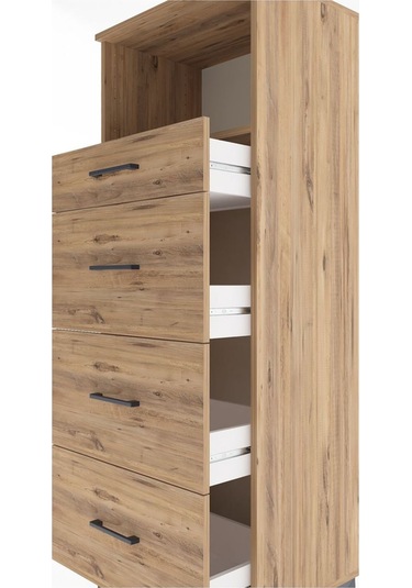 Hyperion Dolap Tek Raflı 4 Çekmeceli 60x44x163 Çam-çam Çam