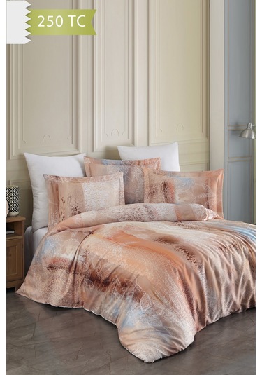 Varol 250 Tc Bambu Karışımlı Pamuk Saten Nevresim Takımı Tek Kişilik - Delmore Çok Renkli
