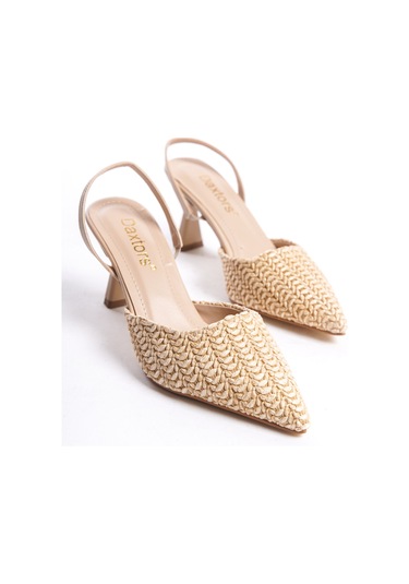 Garantili D449 Günlük Kadın Klasik Topuklu Ayakkabı NUT