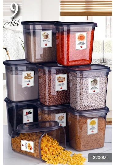 KitchenLife Antrasit Moly Dikdörtgen Saklama Kabı Seti 2000ml Çok Renkli