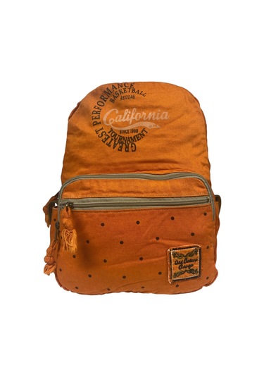 Kaliteli Renkli Vintage Disayn Günlük Sırt Gezi Okul Seyahat Çantası 31 Cm X 41 Cm Turuncu