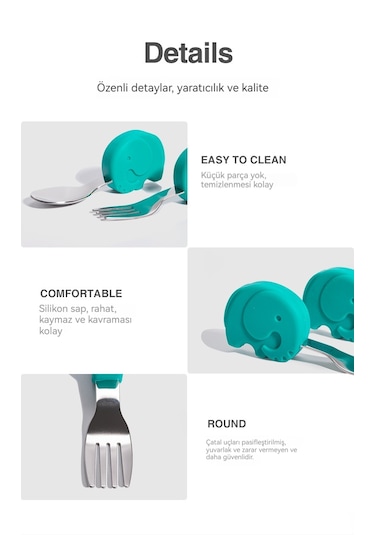 Kısa Saplı Çocuk Paslanmaz Çelik Çatal-pembe 05 Pembe