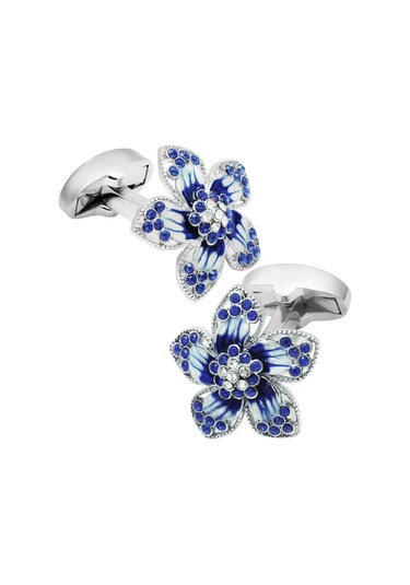 Nilegant Mavi Çiçek Kol Düğmesi