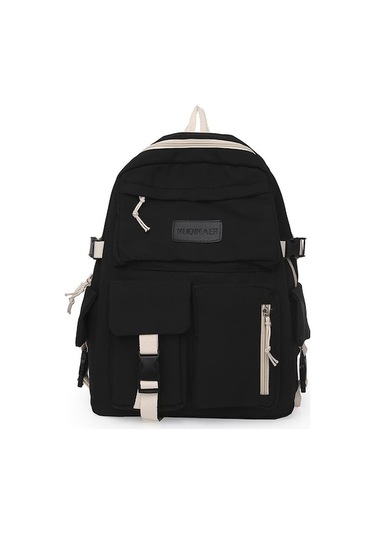 Ganzhoushop Tuval Stil Sırt Sırt Seyahat Renk Preppy Okul Kadın Hit Çantası Çantası Büyük Black Dr Siyah