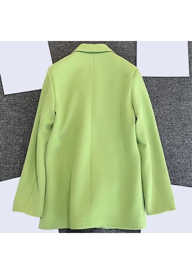 İlkbahar Sonbahar Takım Elbise Ceket Yaka Uzun Kollu Çift Sıralı Takım Elbise Ceket İle Bej