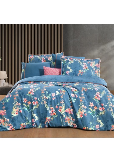 Sarev Leticia Mavi King Size %100 Pamuk Saten "300 Tc" Nevresim Takımı MAVI