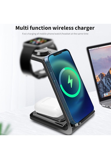 Hombey Akıllı 4'lü Kablosuz Manyetik Şarj Aleti - Saat Ve Kulaklık Desteğiyle 15w Hızlı Şarj - İphone 8/x/11/12/13 Serisi Uyumlu