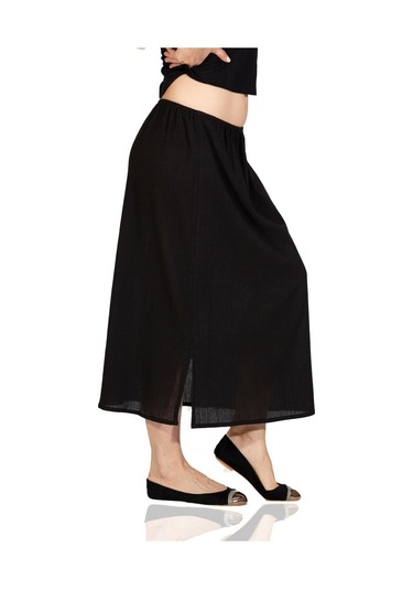 Jüpon Şile Bezi Pamuk Uzun Etek Astarı Tam Boy Jipon Siyah Syh