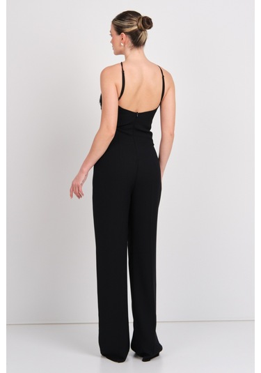 Explosion Kadın Püskül Detaylı Boyundan Bağlamalı Abiye Tulum 2283 Siyah Siyah