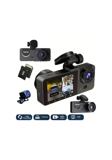 Xuweiwei Dash Cam 2k 4k 8k 3 Kanallı On Ve Arka Görüş Upgrade 4k With 32g 32gb Sd Kart Gece Görüşü